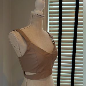 Tan faux leather Zara crop top
